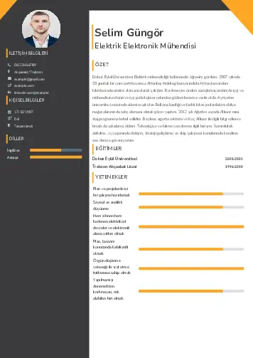 Elektrik Mühendisi CV Örnekleri cv indir